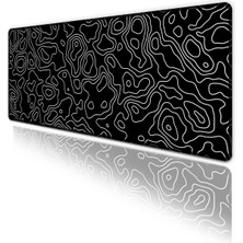 Hamiki Siyah Beyaz Large Gaming Mouse Pad 70x30 cm Kaymaz Taban Dikişli Kenar Masa Matı