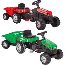 Feyza Design Kırmızı Pedallı Traktör Römorklu Aktif Çocuk Oyuncak Seti