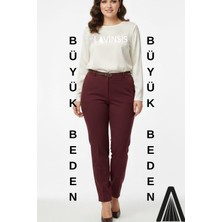 Lavinsis Büyük Beden Yüksek Bel Dar Paça Pantolon Kemerli Kaliteli Pileli-Pilesiz Model