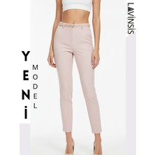 Lavinsis Yüksek Bel Dar Paça Pantolon Kemerli Kaliteli Kumaş Pantolon