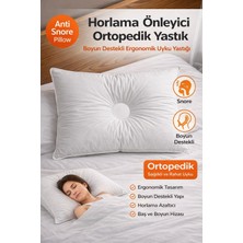 Luna Çeyiz Hediyelik Horlama Önleyici Ortopedik Yastık 50X70 cm – %100 Pamuk Kumaş, Silikon Dolgulu (750 Gr)