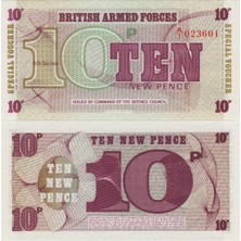 Banknoting Birleşik Krallık 10 Pence 1972 Ingiltere. Silahlı Kuvvetler Kullanımı Için. Çil.