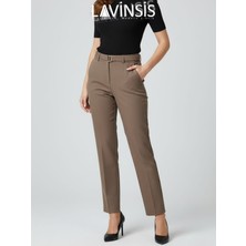 Lavinsis Yüksek Bel Dar Paça Pantolon Kemerli Kaliteli Kumaş Pantolon