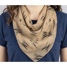  Soyut Desenli Kare Şifon Fular (50X50 Cm)