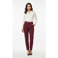 Lavinsis Yüksek Bel Dar Paça Pantolon Kemerli Kaliteli Kumaş Pantolon