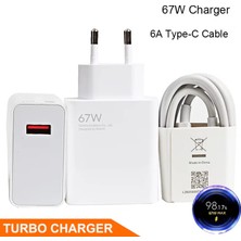 67W Turbo Saniye Göstergeli Hızlı Şarj Aleti + 6 Amper Type-C Kablo