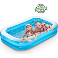PremiumPort Büyük Boy Dikdörtgen Şişme Havuz 200X146X48CM, Bahçe ve Tatil Için Eğlence