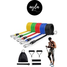 PremiumPort 11 Parça Profesyonel Latex Direnç Lastiği Seti, Kapı Arkası Egzersiz Bantları