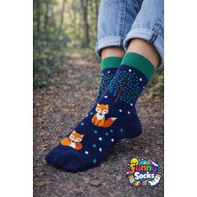 Funny Socks Funnysocks Orman Temalı Tilki Desenli Renkli Çorap