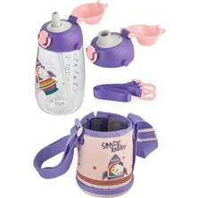 PremiumPort Çocuklar Için 2 Kapaklı Tritan Pipetli Su Şişesi 480ML