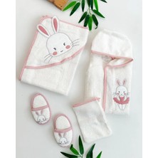 Butik Kız Bebek - Çocuk Pamuklu Havlu - Bornoz Seti 3 Parça