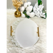 Epoksi Tepsi inci detaylı Nişan Tepsisi 30 cm