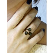 Esha Doğal Taş Labradorit 3'lü Doğal Taşlı Antik Model Kadın Ayarlanabillir Yüzük EUY89LBT