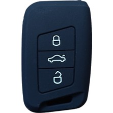 Khi-Zai Skoda Octavia Karoq Kodiaq Uyumlu Silikon Oto Anahtar Kumanda Kabı Siyah Sy2