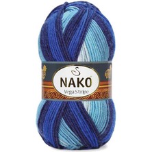 Nako Vega Stripe (5 Adet) 82423 Mavi-Saks-Krem Renkli El Örgü Ipliği