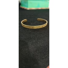 Shae Jewelry Ayetel Kürsi Işlemeli Gold Bileklik Paslanmaz Çelik