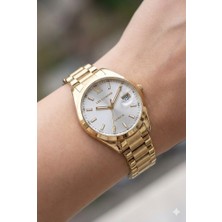 Lee Cooper Kadın Kol Saati | 34 mm Altın Renk Çelik Kasa, Çelik Kordon, Mineral Cam