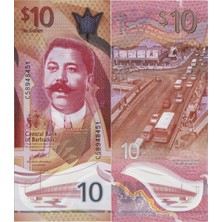 Banknoting Barbados 10 Dolar 2024 Polymer Çil.