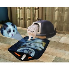 Petesia Kedi Tuvalet Önü Elekli Paspas 60X45 cm – Balık Ağı Desenli Kedi Kumu Tutucu