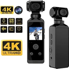 Kuzgun Ticaret 4K Ultra Hd Aksiyon Kamerası 270° Geniş Açı Döner Klips Su Geçirmez Kılıf Wifi Kamera