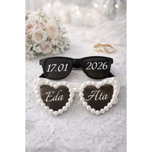 Fiore Hediyelik Gelin Damat Kalpli Gözlük Bride Gözlük Incili Ikili Bride Akım After Parti Düğün Kına Gözlüğü