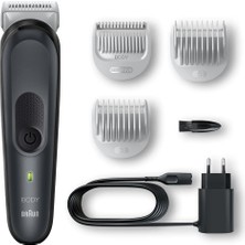Braun Bodygroomer 3 Hassas Cilt Dostu Skinshield Teknolojili Islak Kuru Kullanıma Uygun Vücut Bakımı ve Kasık Bölgesi Tıraş Makinesi Seti BG3350