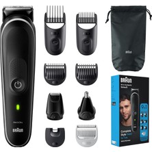 Braun Islak ve Kuru Kullanım Özellikli Keskin Çelik Bıçaklı Ultra Hassas Şekillendirme Sağlayan Profesyonel Hepsi Bir Arada 8'i 1 Arada Erkek Bakım Kiti ve Saç Sakal Tıraş Makinesi Seti MGK5410