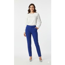 Lavinsis Yüksek Bel Dar Paça Likralı Krep Kumaş Üç Çıtçıt Detaylı Pantolon