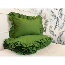 Zaya Home Yeşil Fırfırlı Çift Kişilik Nevresim Takımı