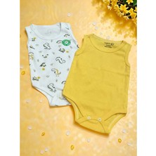 Kolsuz Ikili Bebek Çıtçıtlı Body - RYZEB005 - Beyaz-Sarı - 9 - 12 Ay Beyaz-Sarı
