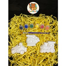 Craftboxtr Büyük Taşıtlar Taş Boyama Seti/kendin Yap,dıy,karne Hediyesi,doğum Günü,etkinlik