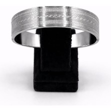 Pangu Gümüş Renk Kalın Çelik Bilezik