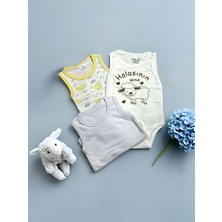 Kolsuz Üçlü Bebek Çıtçıtlı Body - RYZEB004 - Ekru - 9 - 12 Ay Ekru
