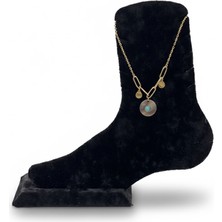 Pangu Turkuaz Taş Detaylı Altın Renk Çelik Halhal