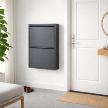 Karlı 2'li Antrasit Metal Ayakkabılık