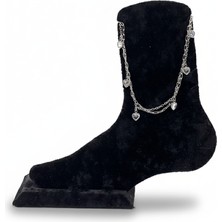 Pangu Kalp Detaylı Gümüş Renk Çelik Halhal