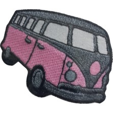 Zaya Home Aplike Ütü Ile Yapışan Otobüs Pembe-Gri Arma 4x2,5 cm