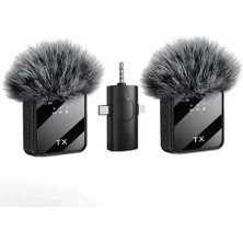 F11-2 Profesyonel 2 Li Kablosuz Yaka Mikrofonu 3in1 Mikrofon Type-C/lightning/jack