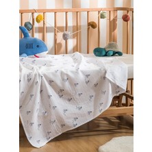 LC Waikiki Ekru Baskılı Erkek Bebek Müslin Battaniye 90X100 cm  (S6)