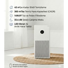 Xiaomi Ofis ve Salon Tipi Akıllı Hava Temizleyici 43M2 Sigara Dumanı Yemek Kokusu ve Tüy Giderici Lazer Sensörlü Enerji Dostu Wi-Fi Destekli Beyaz