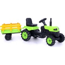 Feyza Design Yeşil Römorklu Pedallı Traktör Çocuk Oyuncak Seti