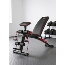 PremiumPort Katlanabilir Mekik ve Ağırlık Sehpası, 6 Kademe Sırt Açısı, Direnç Lastiği