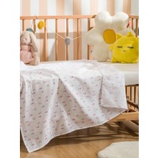 LC Waikiki Ekru Çiçek Desenli Kız Bebek Müslin Örtü 90X100 cm  (S6)