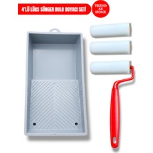Trend Ak Home 4’lü Lüks Sünger Rulo Seti | Pürüzsüz Boyama – 10 cm Sap, 2 Yedek Rulo & Boya Tavas