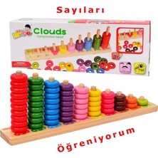 Direkstoktan Montessori Ahşap Sayma Boncukları 1-10 Renk Eşleştirme ve Matematik Öğrenme Oyuncağı / Clouds  Computation Bead