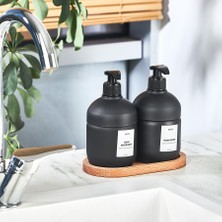 Yazıcı Lüks Ahşap Altlıklı Cam Set Cool Sabunluk- Banyo -Mutfak Seti