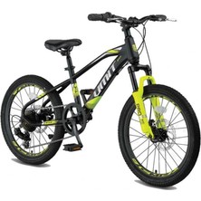 Feyza Design Çocuklar Için 2d Bisiklet, 20 Jant, 7 Vites, Siyah ve Lime Renkli