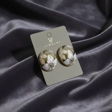 Çelik Kadın Vıp Oval Mineli Tarz Küpe