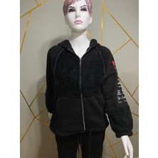 Luniva Kadın Kapüşonlu Peluş Eşofman Takımı – Fermuarlı, Paçası Lastikli, Kışlık Alt Üst Takım