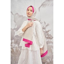 Armanda Zincir Monogram Desenli Şal 3042-TAŞ Fuşya